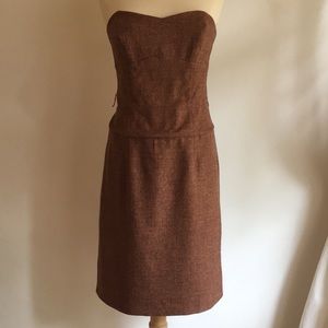 Molly New York brown tweed strapless dress sz 4🧳